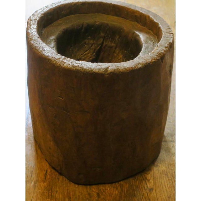 Brown Antique Carved Tree Stump Coffee Table with Circular Glass Top For Sale - Image 8 of 12