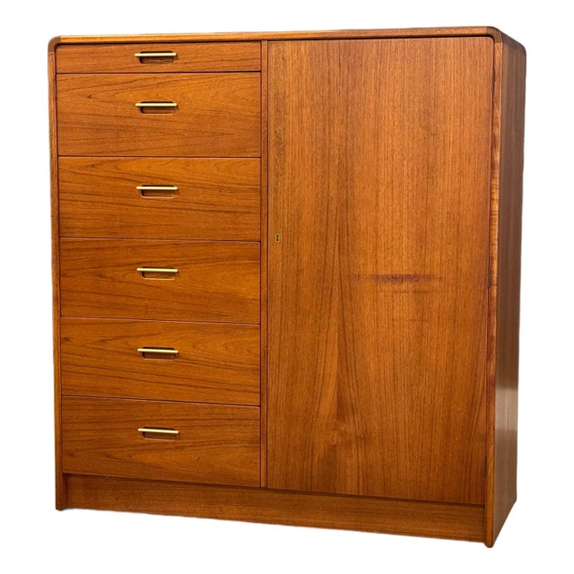 Danish Modern Teak Armoire Dresser For Sale