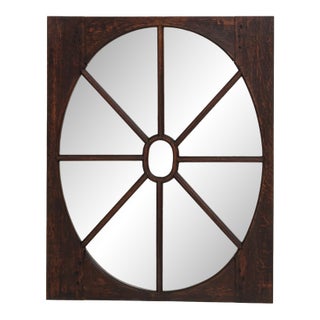 19th Century French Windowpane Mirror With Dark Wood Frame For Sale