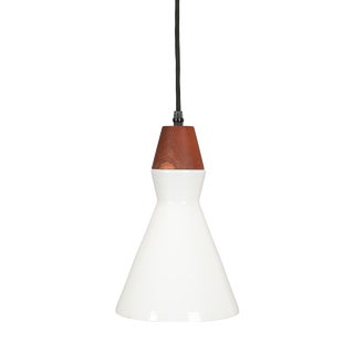 Mid-Century Modern Danish Glass and Teak Pendant Lamp, 1960s For Sale