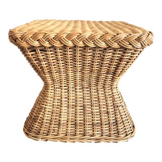 1960s Mid-Century Rattan Side Table For Sale