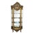 French Rococo Glass Display Cabinet – Gold Leaf Curio Vitrine With 4 Shelves & Key For Sale