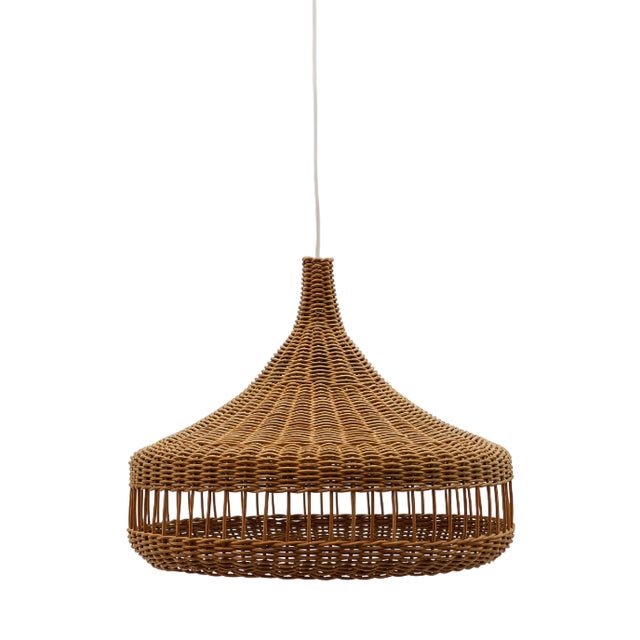 Mid-Century Modern Rattan Wicker Pendant Light, 1960s For Sale