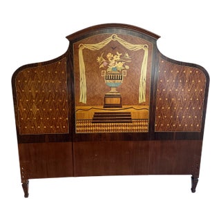 1920s Art Deco Marquetry Queen Sized Headboard For Sale