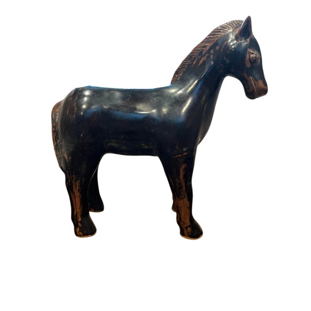 An Antique 19th Century Chinese Porcelain Figure of a Horse with Mottled Brown Glaze. These were often made to be buried...