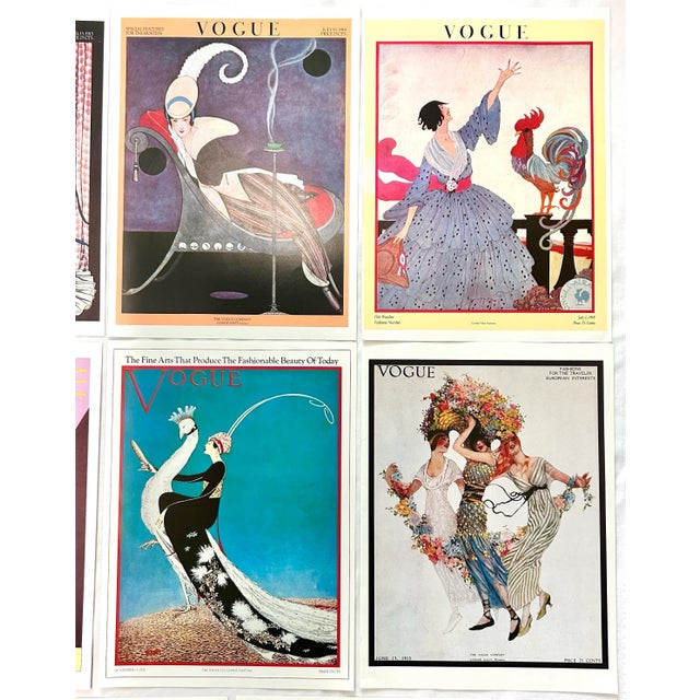 Art Deco Vintage Vogue Magazine Cover Fashion Illustration Prints – Set of 11 For Sale - Image 3 of 12