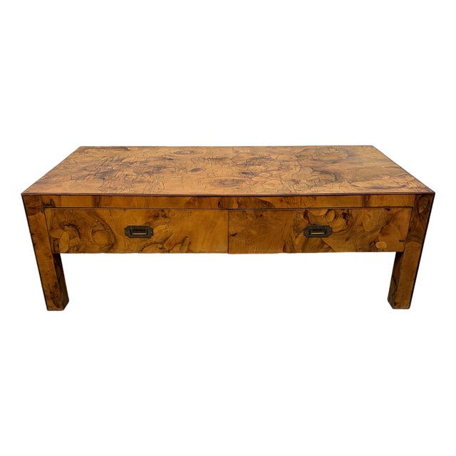 Mid 20th Century Burl Veneer Coffee Table For Sale