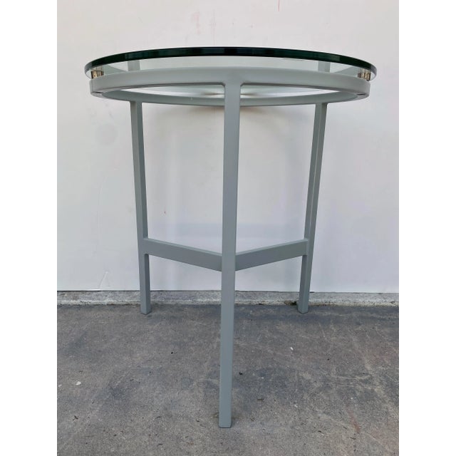Light Gray 1980s Modern Round Glass Top Side Tables - a Pair For Sale - Image 8 of 12