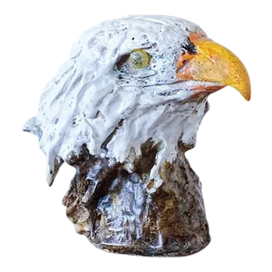 Mid-Century Brutalist Bald Eagle Hand Painted Bust Sculptural Figure / Paper Weight