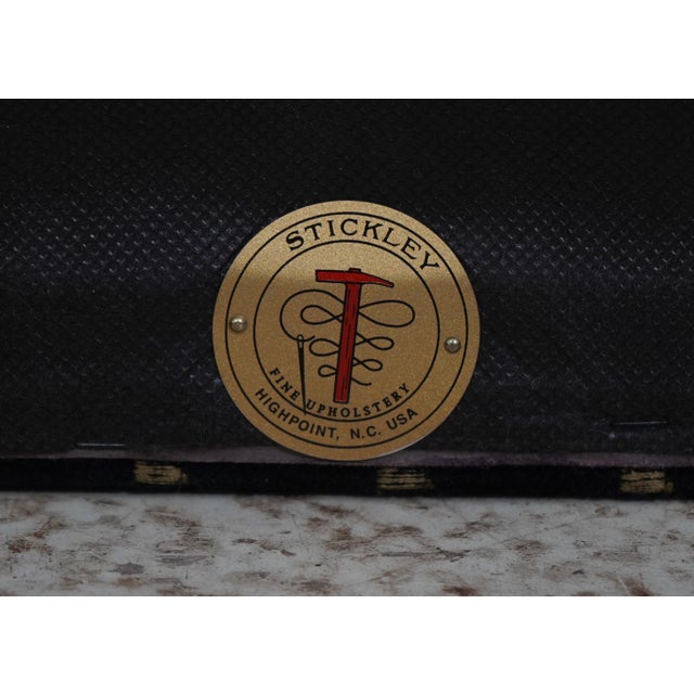 Pair of Stickley Upholstered Large Chairs & Ottoman For Sale - Image 10 of 12