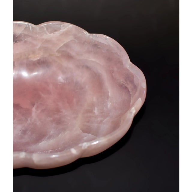 Late 20th Century Rose Quartz Lotus Bowl 9" For Sale - Image 5 of 12