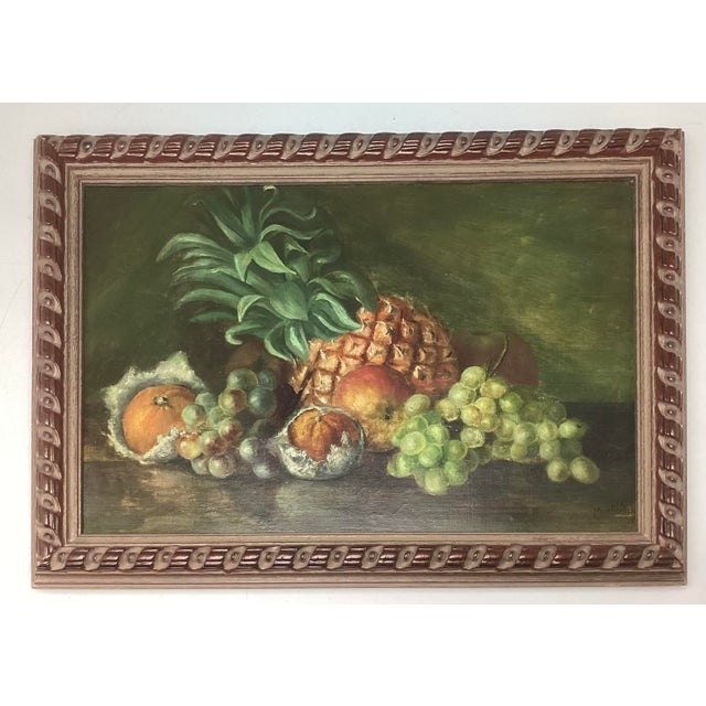 Realism Antique Fruit Still Life Oil Painting Signed MayO’s Framed For Sale - Image 3 of 8