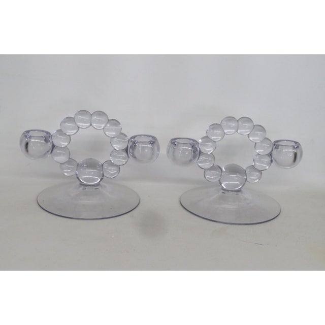 Imperial Glass Company Candlewick Stem 3400 Double Candle Holders 2pc Pair 5140b For Sale - Image 4 of 8