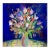 Vibrant Expressionist 4’x4’ Floral Still Life Original Oil on Canvas 4’sq Floral Hartman For Sale