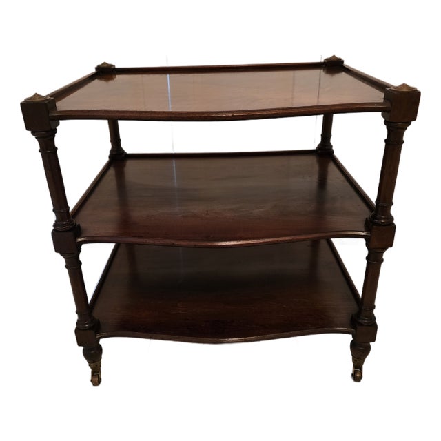 Vintage Ethan Allen Style Mid Century Three Tier Table For Sale