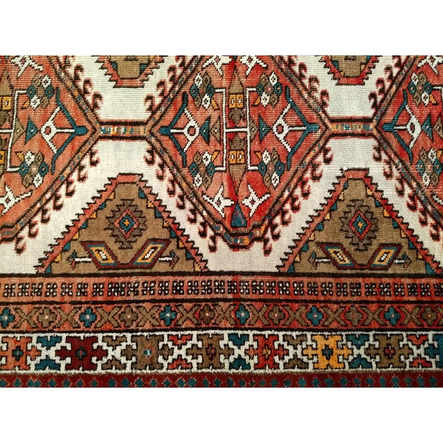 Vintage Persian Malayer Gallery Rug, Hand-Knotted Wool, Geometric Pattern, 7x13, Ivory & Red For Sale - Image 10 of 14
