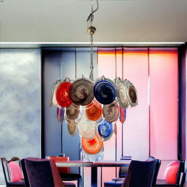 Large Space Age Murano Disc Chandelier, 1970s For Sale - Image 6 of 16