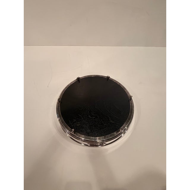 Metal Round Vintage Silver Plate & Mirror Tray by Ralph Lauren For Sale - Image 7 of 8