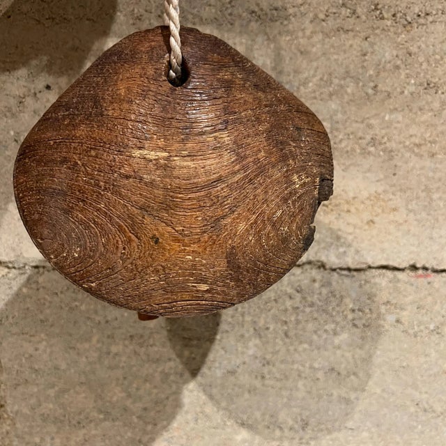 Antique Rustic Cow Bell in Solid Oak, Unattributed, 1930s, Usa For Sale - Image 9 of 13