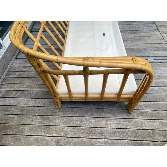 Late 20th Century Ralph Lauren Upholstered Bamboo Settee For Sale - Image 10 of 13