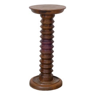 1940s French Carved Wood Pedestal Table For Sale