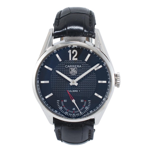 Tag Heuer Carrera 43mm wv3010.eb0025 Black Dial Steel Manual Wind Watch For Sale