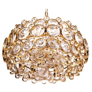 German Bubble Chandelier in Crystal & Gilt Brass by Gaetano Sciolari for Palwa, 1960s For Sale