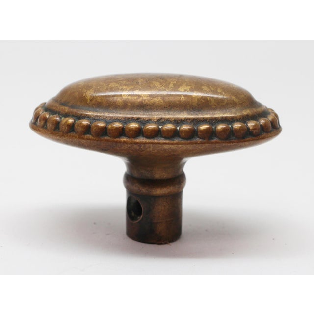 Traditional Vintage Oval Bronze Beaded Entry Door Knob For Sale - Image 3 of 4