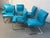 Mid-Century Modern Vintage Blue Vinyl Flat Bar Chrome Dining Chairs - Set of 6 For Sale - Image 3 of 17