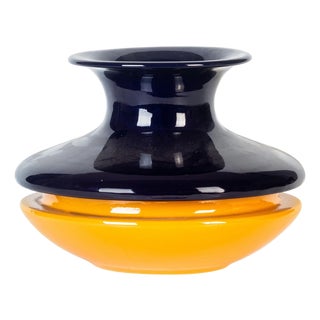 Vintage Space Age Two-Tone Ceramic Vase by Cermac, Italy, 1970s For Sale