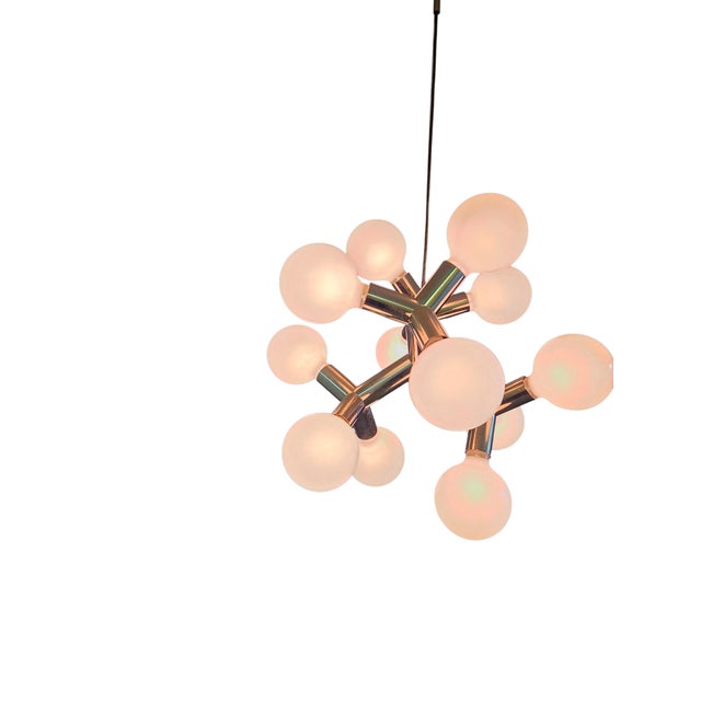 Vintage Kalmar Austria Atomic 12 Hl Chandelier Mid Century Space Age Chrome Lamp For Sale - Image 10 of 15