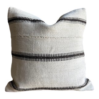 Vintage Rug Pillow Cover With Stripes For Sale