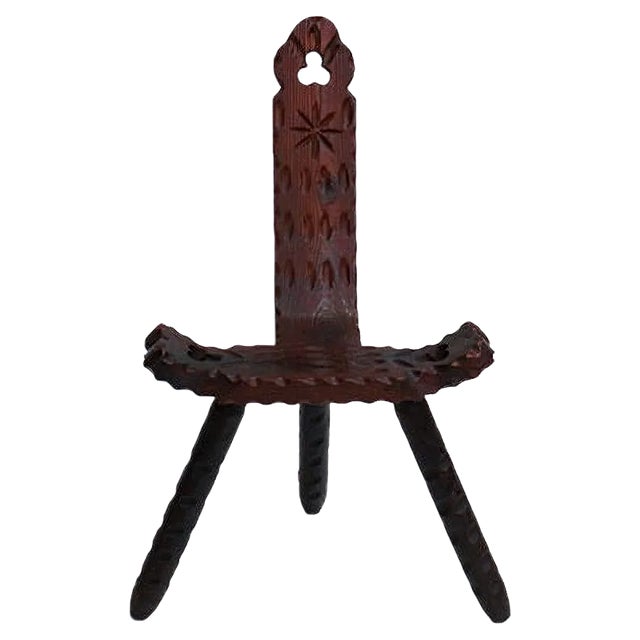 Spanish Brutalist Wooden Chair, 1960s For Sale