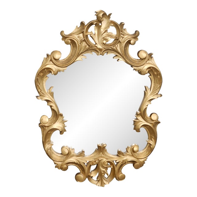 Late 20th Century Gorgeous Designer Roccoco Style Gold Gilt Wood Framed Mirror For Sale