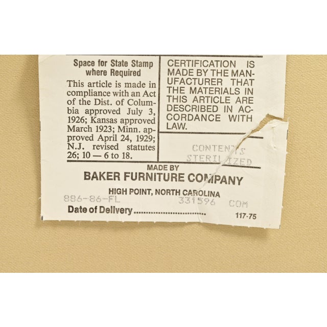 Baker Furniture Blue Velvet Upholstered Roll Arm Sofa For Sale - Image 9 of 13