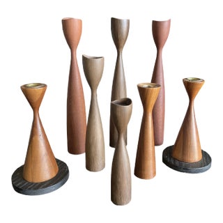 Vintage 1960s Danish Candle Holders - Set of 8 For Sale