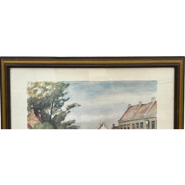 Vintage Framed European Market Street Scene Print by Henry Van Den Bogaard For Sale - Image 4 of 10