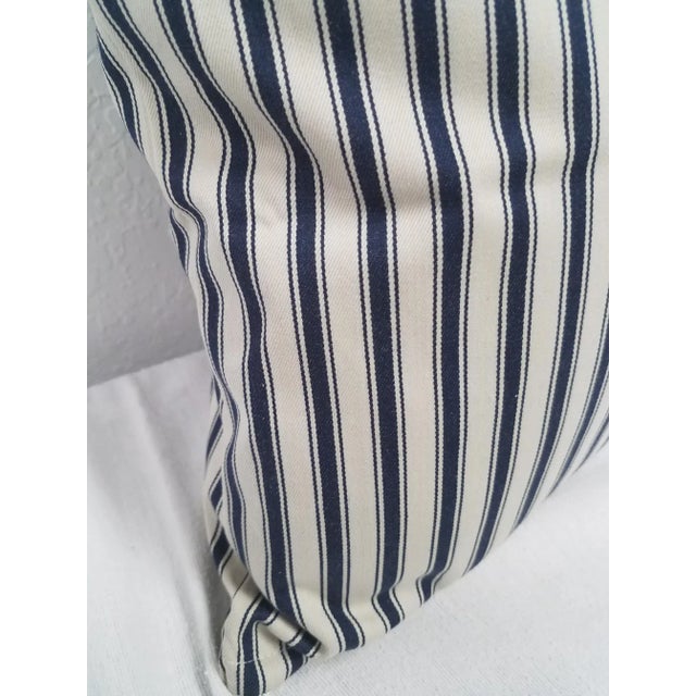 Farmhouse Blue Striped Pillow For Sale - Image 3 of 5
