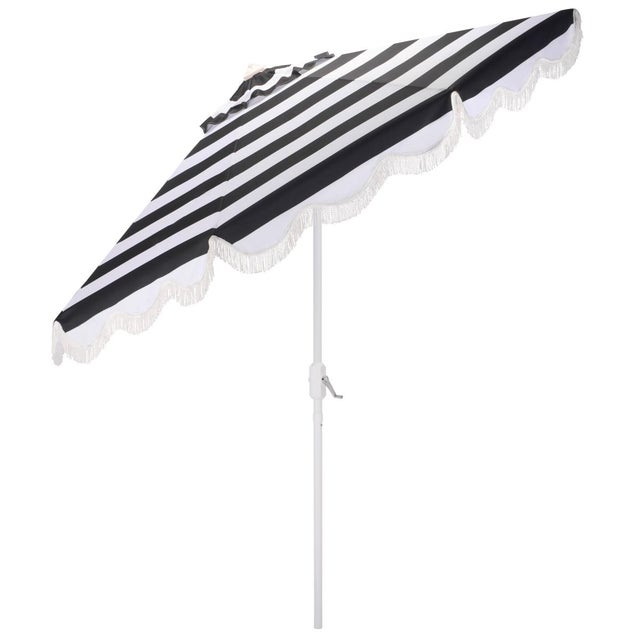 Black Lucerna 9 Ft Crank Umbrella, Black Stripe/White Pole For Sale - Image 8 of 9