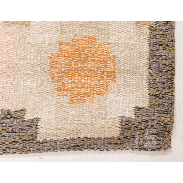 Light Green Doris Leslie Blau Vintage Swedish Flat Woven Rug by Ingegerd Silow For Sale - Image 8 of 9
