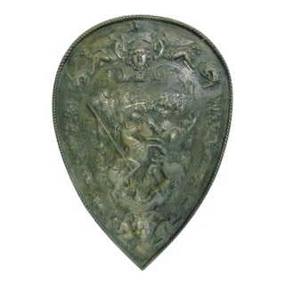 Victorian Elkington Style Cast Metal Hanging Shield For Sale