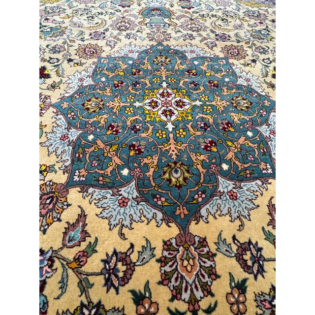 6ft X 8ft 10in Turkish Oriental Pale Yellow Area Rug For Sale - Image 4 of 12