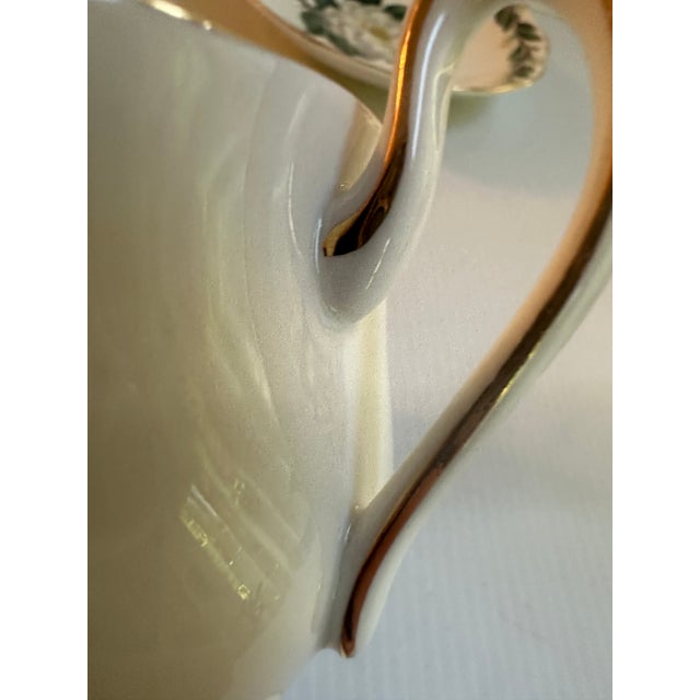 Vintage Royal Albert England "Lady CLARE"Sign A.Wagg Teacup and Saucer Set White Gardenia Green Leaves For Sale In New York - Image 6 of 18
