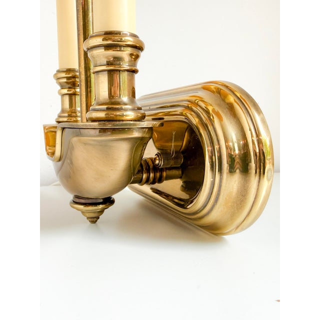 Vintage Neoclassical Brass Wall Lamp with Off-White Shade, 1970s For Sale - Image 17 of 18