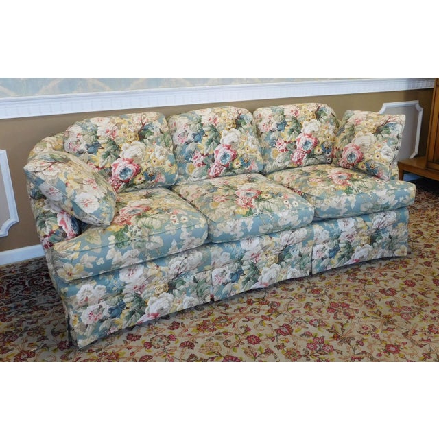 1980s Contemporary Overstuffed Upholstered Floral Sherrill Furniture