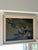 Vintage oil and acrylic abstract painting presented on a beveled linen mat and housed in a clean-lined maple frame. The...