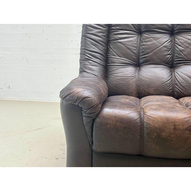 Vintage Black Leather Sofa, 1970s For Sale - Image 5 of 15