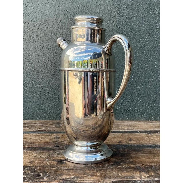Mid 20th Century Vintage Art Deco Silver Plate Cocktail Pitcher For Sale - Image 5 of 12
