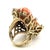 Italian Carved Red Coral Diamond 14k Gold Statement Ring, Circa 1970s, Size 6.25 For Sale - Image 4 of 13