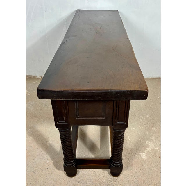 Wood Late 19th Century Spanish Baroque Style Walnut Console Table with Twisted Legs For Sale - Image 7 of 18